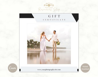 Photography Gift Certificate, Editable, Canva Template, Gift Voucher,  Photography Studio Gift Card, Photography Template, For Photographers
