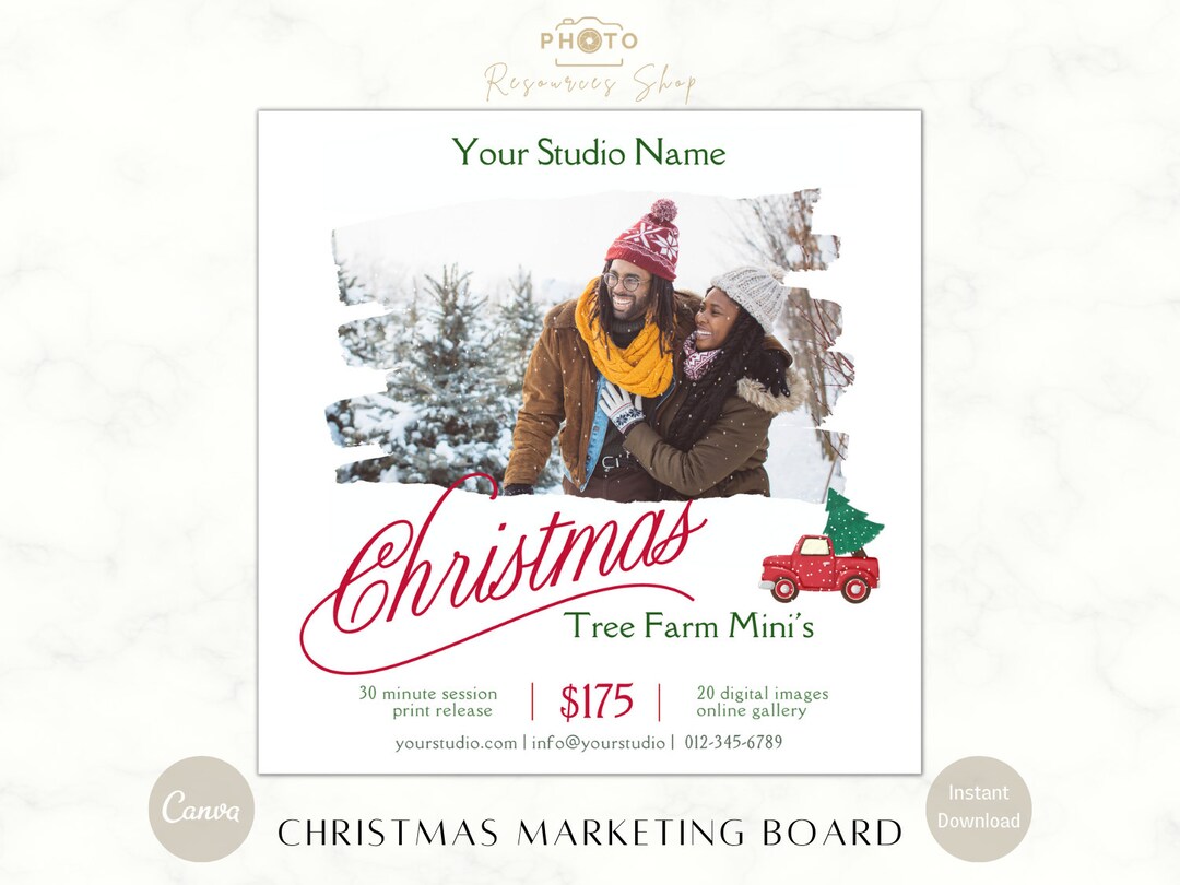 Christmas Tree Farm Mini Session Template | Photography Marketing Board ...