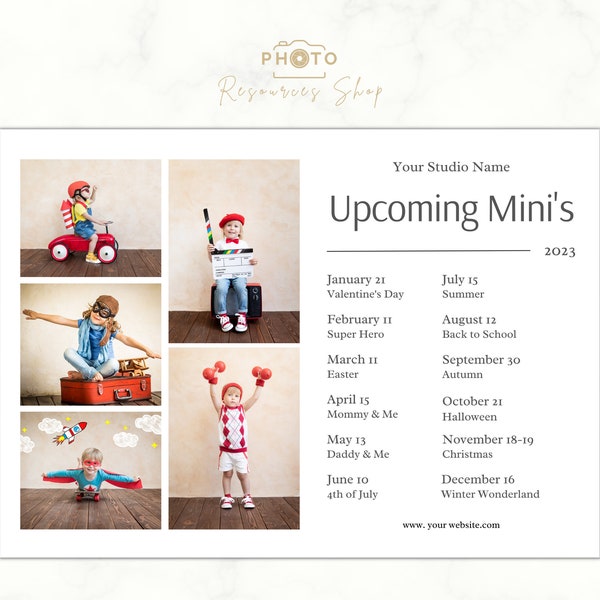 Upcoming Sessions template, Photography CANVA template, Mini Sessions Calendar for photographers, Mini Session Dates, Marketing Flyer