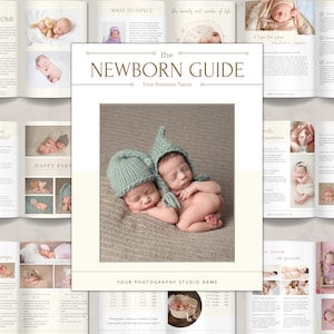 Newborn Magazine Template, Newborn Photography Magazine, Newborn Pricing Guide, Photography Welcome Guide, Canva Template