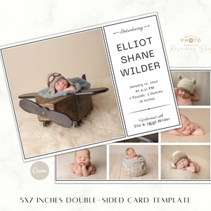 Birth Announcement Template | Canva Baby Card Template | Printable | DIY birth Announcement | Baby Arrival | Newborn Photo Card | Photocards