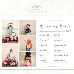 Upcoming Sessions template, Photography CANVA template, Mini Sessions Calendar for photographers, Mini Session Dates, Marketing Flyer
