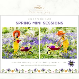 Spring Mini Sessions Template, Mini Session, Canva Photography Template, Mini Session Template, Spring Marketing Board, Spring Minis