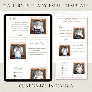 Deine Galerie ist fertig | E-Mail-Vorlage | E-Mail Marketing | Fotograf E-Mail Vorlage | Bearbeitbare E-Mail | Canva | Vorgefertigter Inhalt