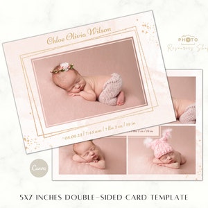 Birth Announcement Template | Canva Baby Card Template | Printable | DIY birth Announcement | Baby Arrival | Newborn Photo Card | Photocards