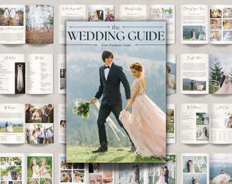 Wedding Photography Client Guide Magazine with Pre- Written Content, Welcome Guide, Wedding Price Guide, Canva Wedding Marketing Template