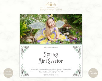 Modelo de Mini Sessão de Primavera, Mini Sessão, Modelo de Fotografia Canva, Modelo de Mini Sessão, Quadro de Marketing de Primavera, Minis de Primavera