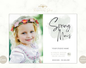 Modelo de Mini Sessão de Primavera, Mini Sessão, Modelo de Fotografia Canva, Modelo de Mini Sessão, Quadro de Marketing de Primavera, Minis de Primavera