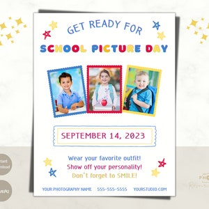 School Picture Day Template  | School Picture Day Flyer | Canva Template | Photography Forms | School Photography | School Photo Day