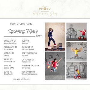 Upcoming Sessions template, Photography CANVA template, Mini Sessions Calendar for photographers, Mini Session Dates, Marketing Flyer