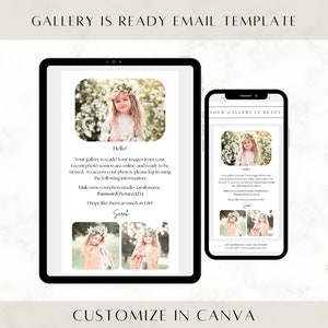 Uw galerij is klaar | E-mailsjabloon | E-mailmarketing | E-mailsjabloon fotograaf | Bewerkbare e-mail | Kanva | Vooraf geschreven inhoud