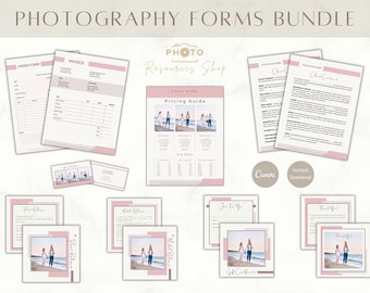 Photography Business Forms Bundle, Photography Contract, Model Release, Print Release, Order Form, Invoice, Marketing Set, Canva Templates