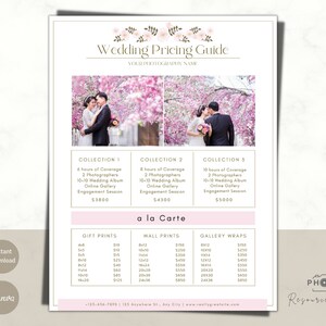 Floral Wedding Photography Pricing Guide | Canva Template | Pricing Template | Wedding Photo Price List | Collections and A la Carte Prices