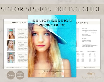 Senior Session Pricing Guide, Senior Photography Pricing List, Senior Pricing Guide Sheet Template, Photographer Price Guide, Canva Template
