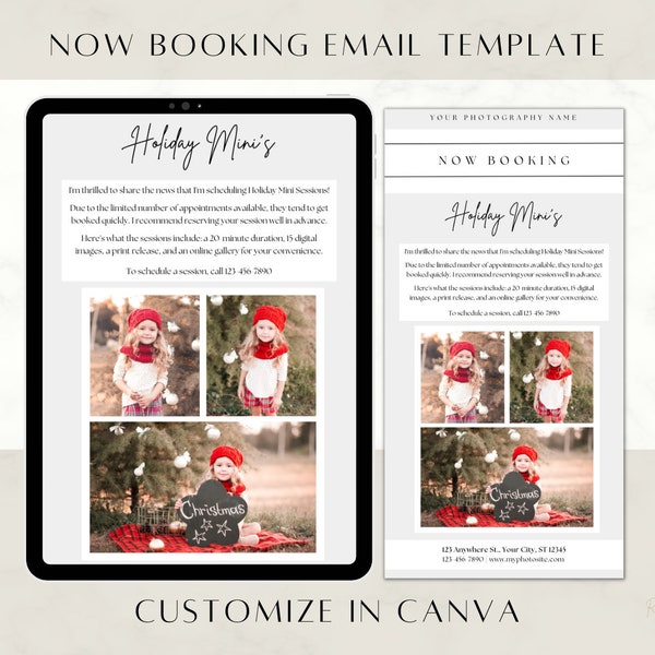 Photography Booking | Email Template | Email Marketing | Photographer Email Template | Editable Email | Canva | Pre-written Content