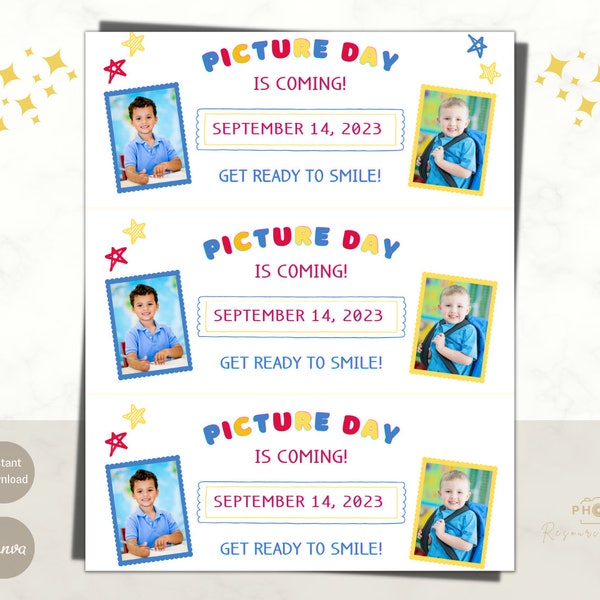 School Picture Day Reminder | Editable picture day letter | Canva Template | School Photography Promotion | Marketing | School Photo Day