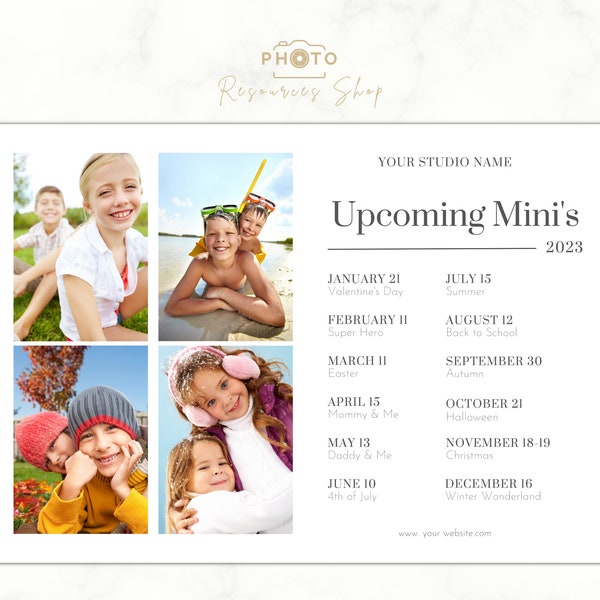 Upcoming Sessions template, Photography CANVA template, Mini Sessions Calendar for photographers, Mini Session Dates, Marketing Flyer