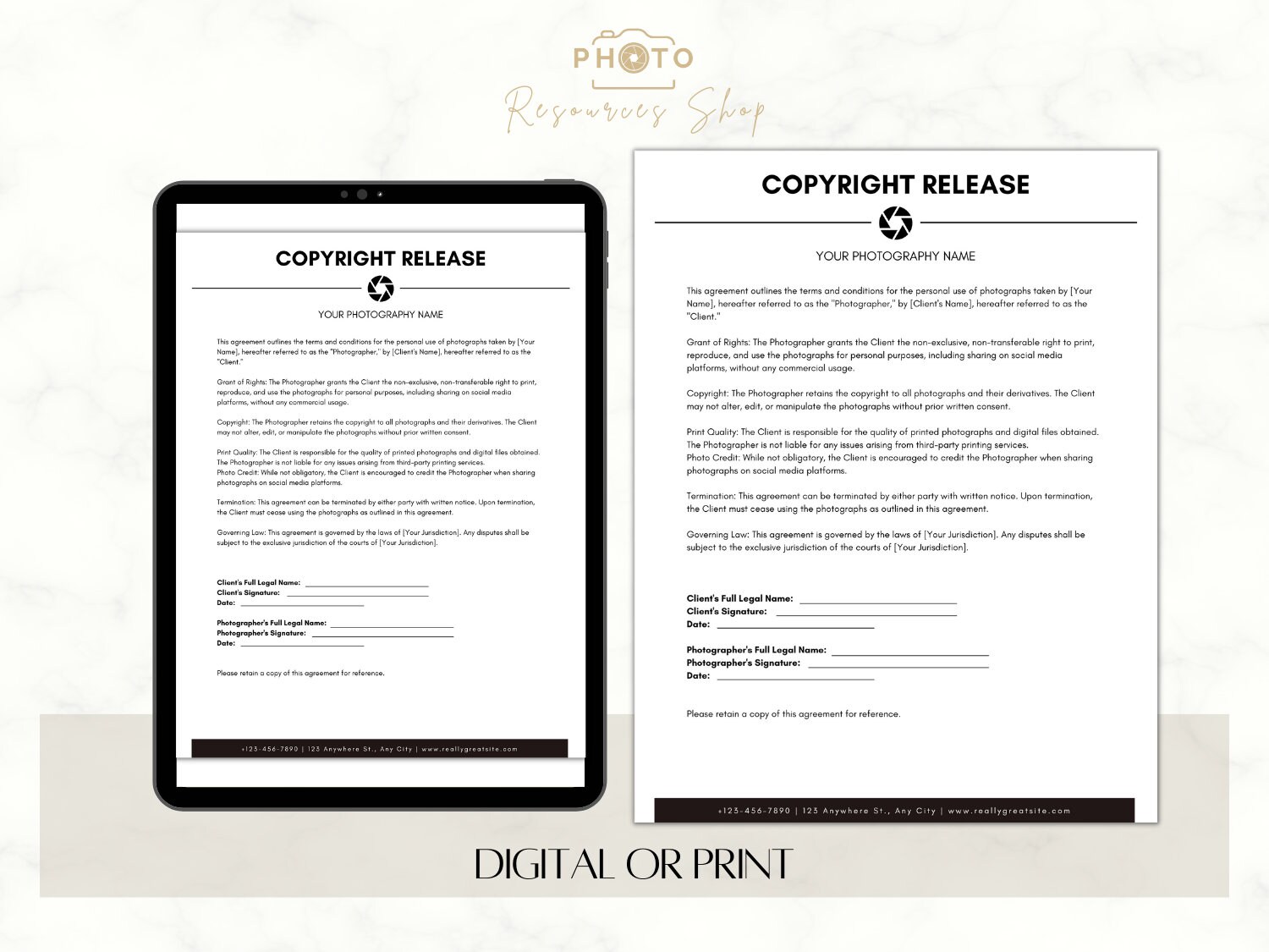 Photo Copyright Release Example Photography Copyright Release | Canva Template | Easy-to-edit ...
