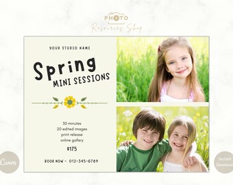 Modelo de Mini Sessão de Primavera, Mini Sessão, Modelo de Fotografia Canva, Modelo de Mini Sessão, Quadro de Marketing de Primavera, Minis de Primavera