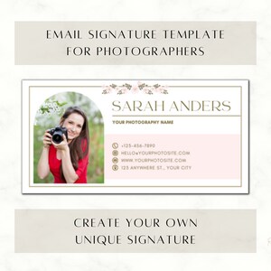 Sjabloon voor e-mailhandtekeningen | E-mailmarketing | E-mailsjabloon fotograaf | Bewerkbare e-mail | Kanva | Bewerkbaar Canva-signatuurontwerp