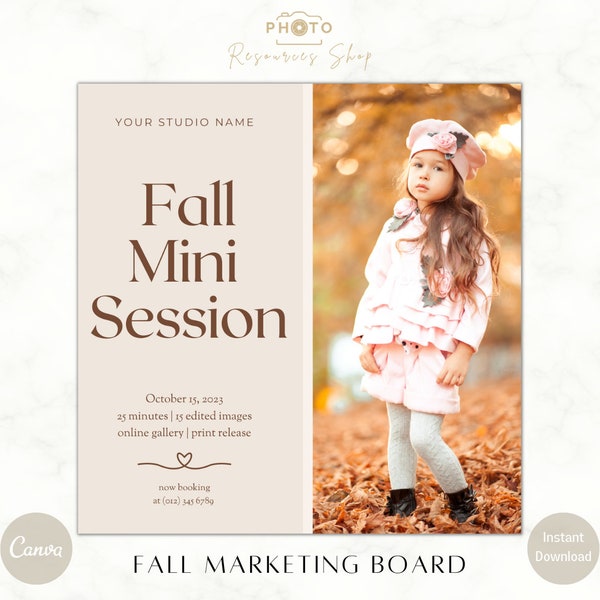 Fall Mini Sessions Template | Autumn Minis | Photography Marketing | Marketing Board | Editable Canva | Social Media Template | Instagram