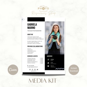 1 Page Media Kit Template | Canva Template | Instagram Media Kit | Blogger Template | Influencer | Press Kit | Photographer Press Kit