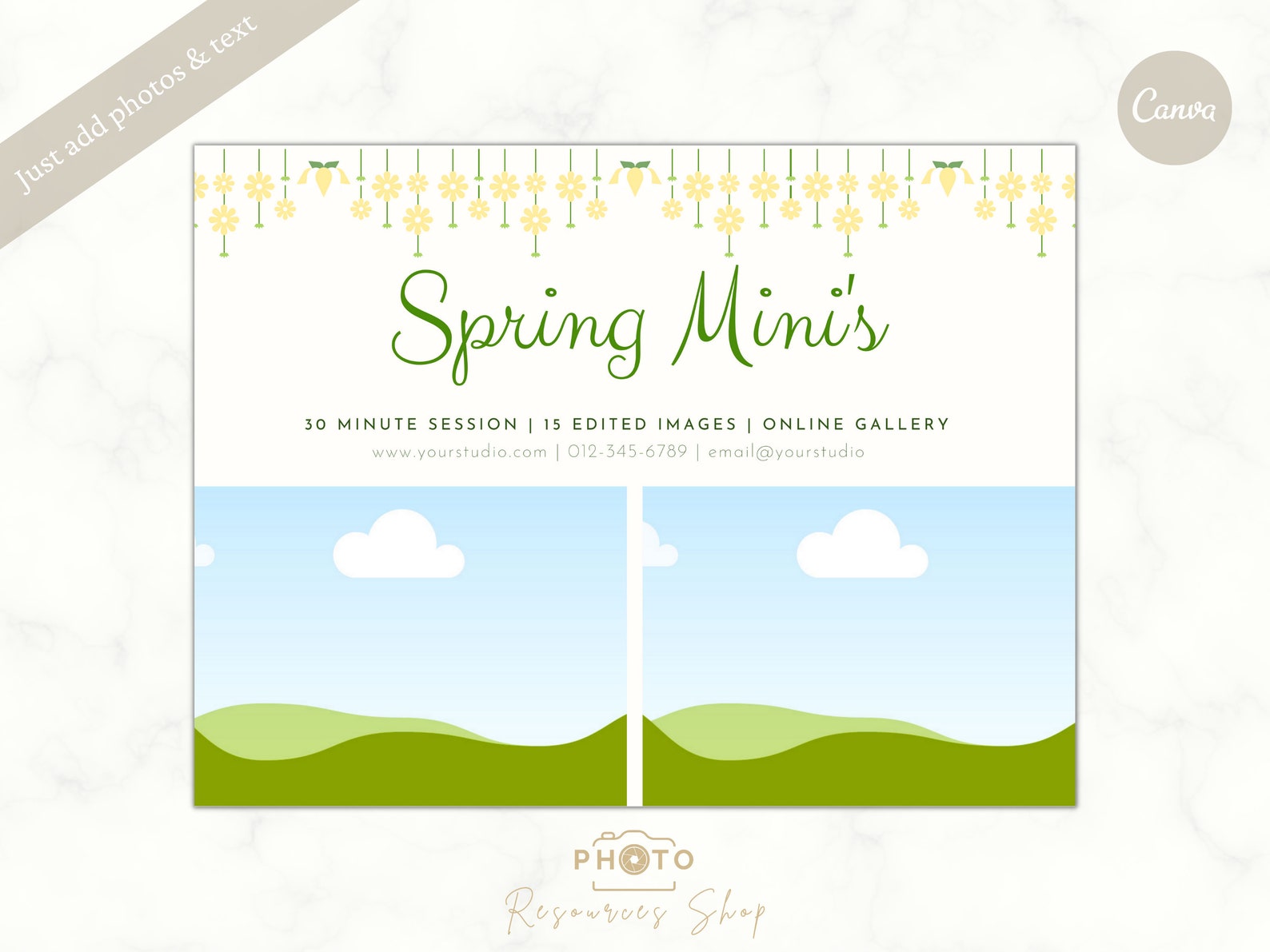 Spring Mini Session Photography Template, Canva Marketing Board ...