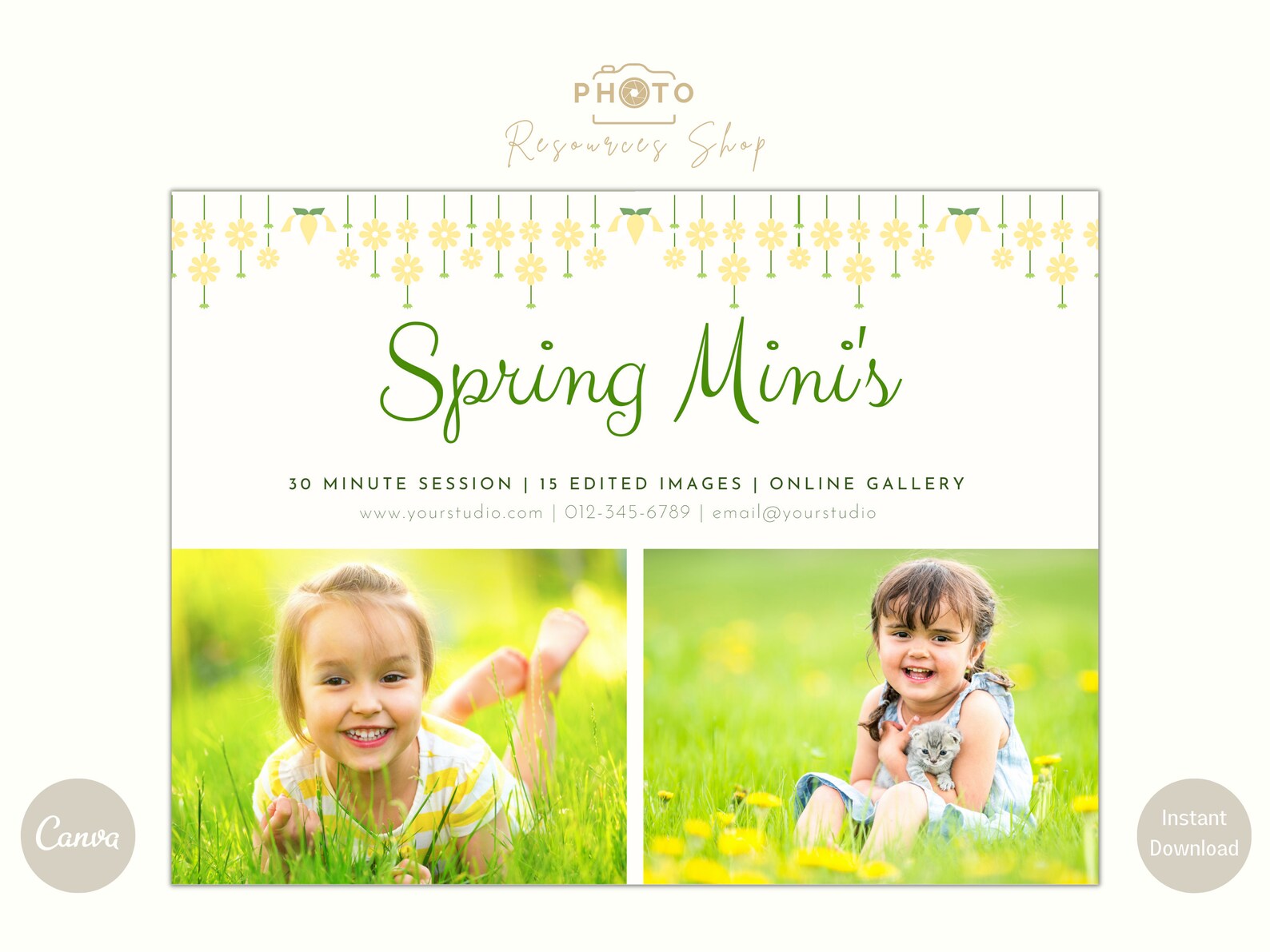 Spring Mini Session Photography Template, Canva Marketing Board ...