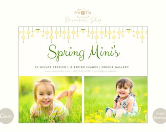 Modelo de Mini Sessão de Primavera, Mini Sessão, Modelo de Fotografia Canva, Modelo de Mini Sessão, Quadro de Marketing de Primavera, Minis de Primavera