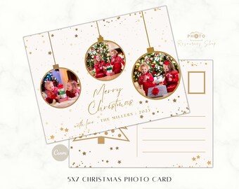 Christmas Card Template 5x7, Photo Card, Editable Canva Card Template ...