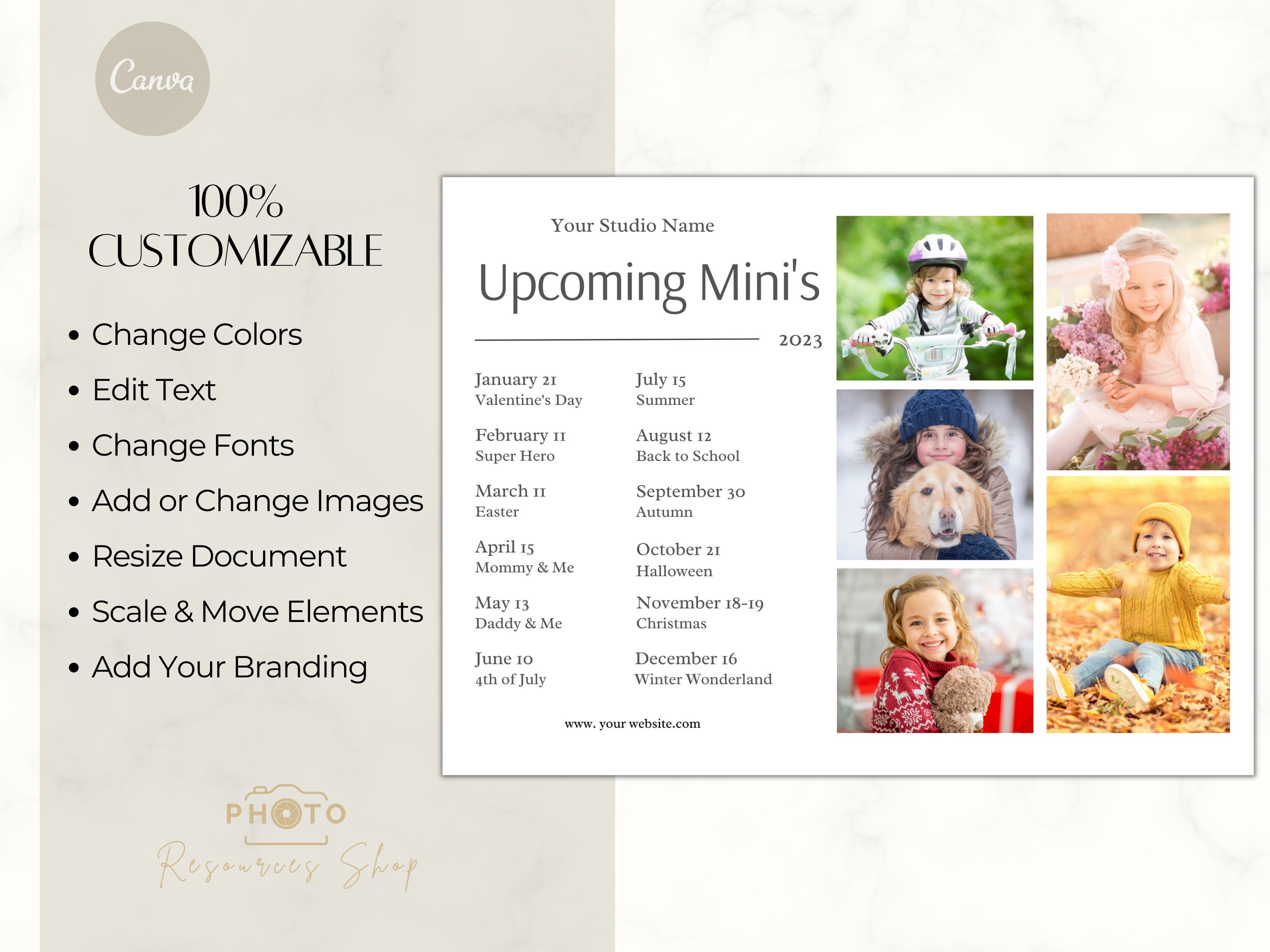 Upcoming Sessions Template, Photography CANVA Template, Mini Sessions ...