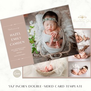 Birth Announcement Template | Canva Baby Card Template | Printable | DIY birth Announcement | Baby Arrival | Newborn Photo Card | Photocards
