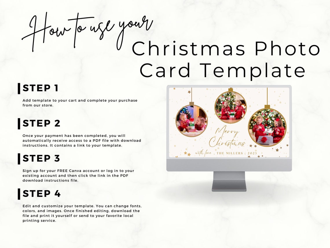 Christmas Card Template 5x7, Photo Card, Editable Canva Card Template ...