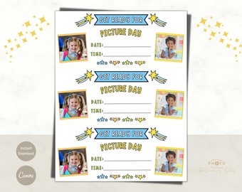 Recordatorio para el día de la foto escolar / Plantilla editable de Canva (8.5 x 11 pulgadas)