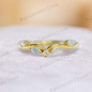 Natürlicher Opal Ring, Solid Gold Opal Ring, Zierliche Opal Ring, Vintage Opal Ehering, Oktober Birthstone Schmuck, Mädchen Passenden Bandring