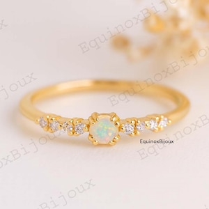 Dainty Opal Ring, 14K Gold Ring, Silver Rings For Her, Birthstone Ring, Handmade Delicate Tiny Elegant Stackable Ring, Gift For Her