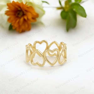 Open Heart Ring, 14K Gold Heart Ring, Minimalist 14K Gold Filled Heart Ring, Dainty Open Heart Silver Ring, Rose Gold Heart Ring, Heart Ring