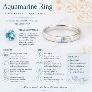 Yuta Inspired Anime Couples Promise Aquamarine Ring Unique Gift For Couple 925 Sterling Silver Ring Free Name Engraving Anime Ring for Women image 3