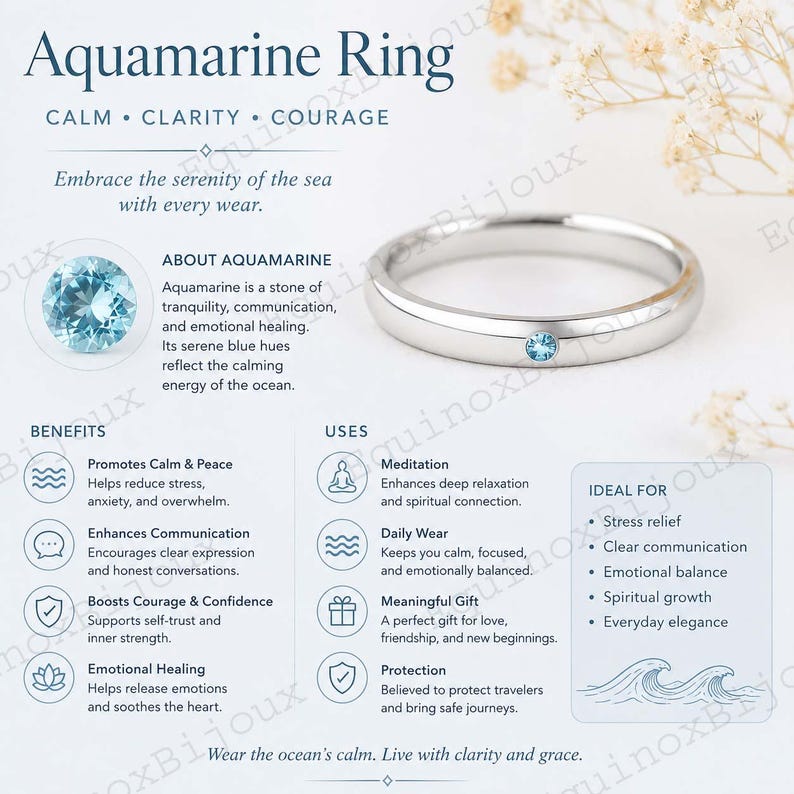 Yuta Inspired Anime Couples Promise Aquamarine Ring Unique Gift For Couple 925 Sterling Silver Ring Free Name Engraving Anime Ring for Women image 3