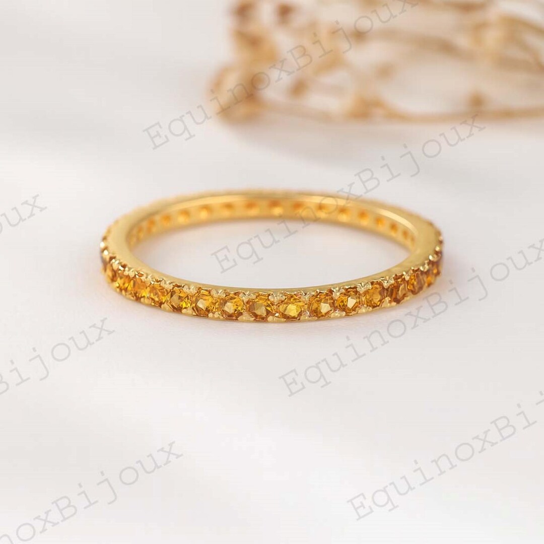 Citrine Rings Dainty Full Gold Eternity Ring, Handmade Citrine Ring ...