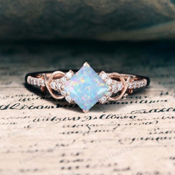 Opal princess cut ring deals