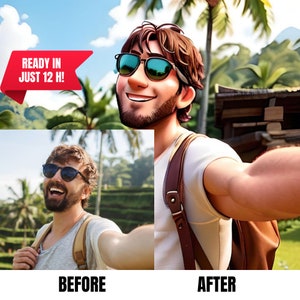 Pixar Style Portrait From Photo, Become a Pixar Character, 3D portrait, Cartoon Portrait from Photo Gift