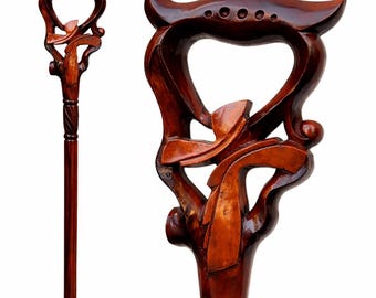 Handcrafted Christian Cross Wooden Walking Cane: Religious Gift