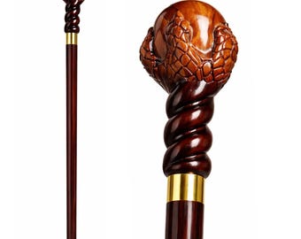 Hawk Claw Walking Stick – Wooden Cane with Brass Handle, Vintage Style Mobility Aid & Collectible