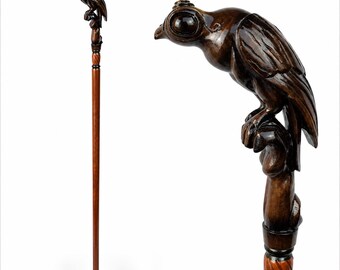 Majestic Eagle Head Wooden Walking Stick – Handcrafted Vintage Cane for Collectors