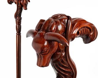 Red Bull Walking Stick: Handcrafted Wooden Cane for Collectors