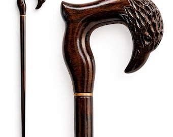 Hand Carved Eagle Head Walking Stick – Hardwood Cane For Men Women