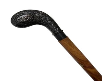 Handmade Black Brass Handle Walking Stick - Vintage 3 Fold Cane