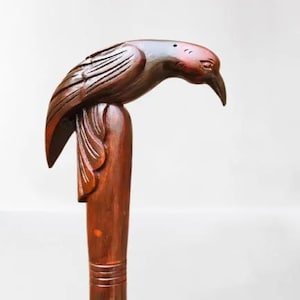 Wooden Raven Head Walking Stick – Handcrafted Bird Handle Cane Vintage Style Wooden Walking Cane for Men & Women Gothic Raven Walking Staff.