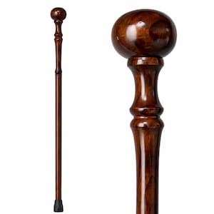 Carved Wooden Knob Head Walking Stick – Ergonomic Palm Grip, 36"